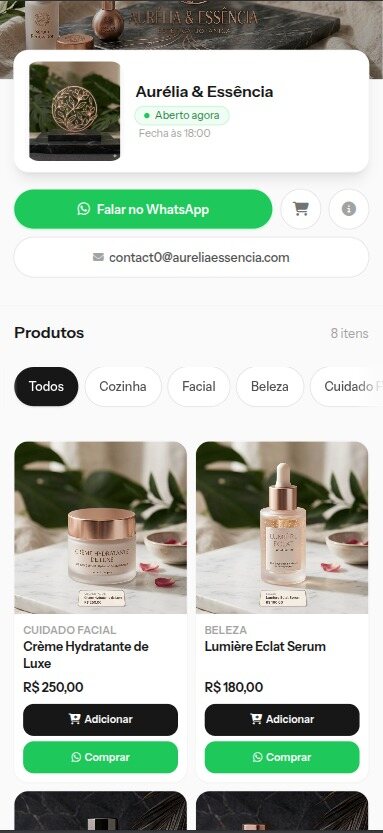 Prévia da vitrine Aurélia & Essência
